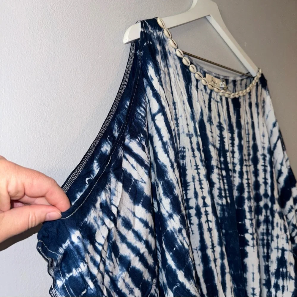 Skemo | Dresses | New Skemo Beach Dress Coverup Blue White Shell Medium ...
